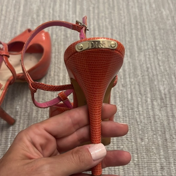 DIOR pink leather peep-toe sandal - Picture 2 of 2